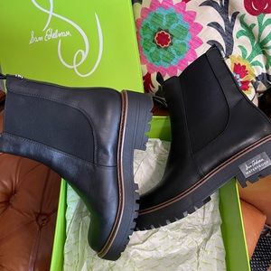 Sam Edelman Laguna Black Leather Waterproof Boots